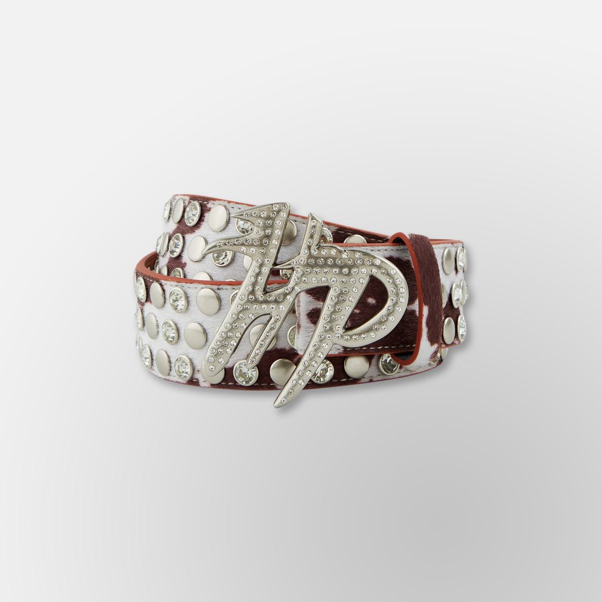 Cow Print HP Belt - Cream Brown