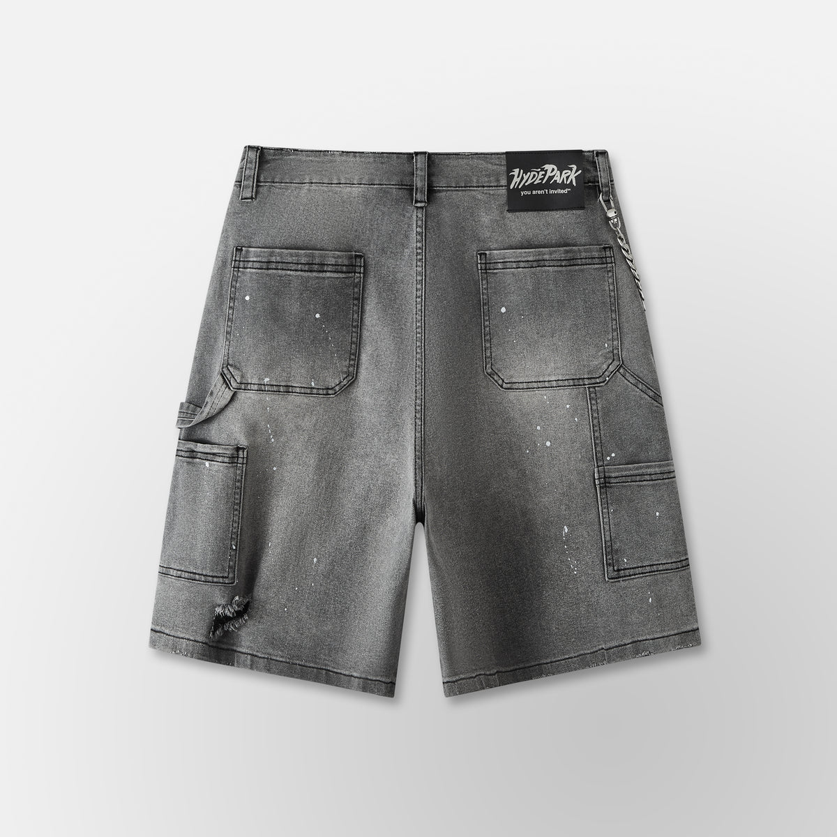 Double Knee Denim Work Shorts - Black