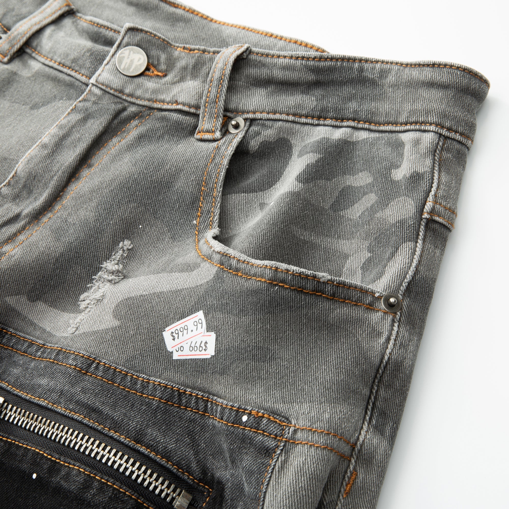 Upcycle Jorts Jorts - Camo X Denim -BLK