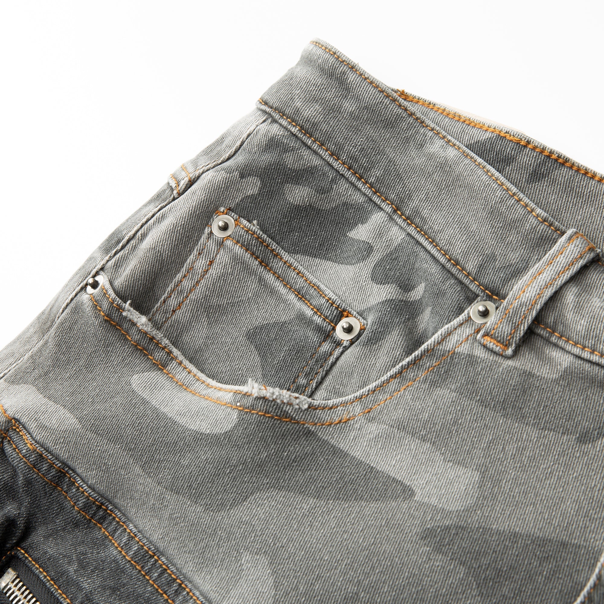 Upcycle Jorts Jorts - Camo X Denim -BLK