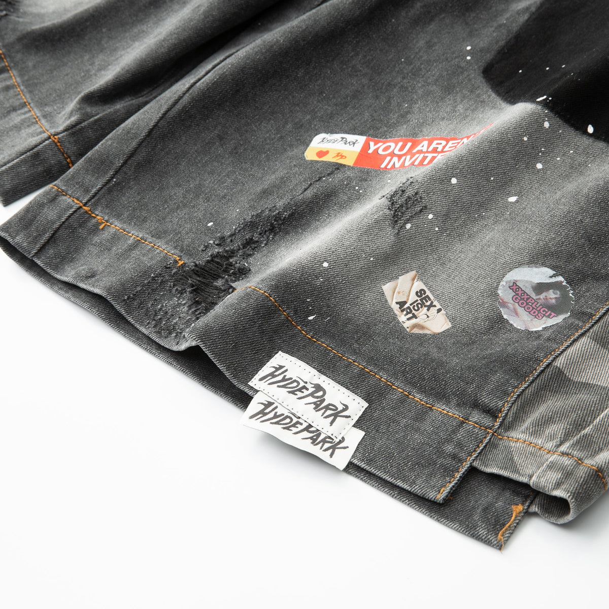 Upcycle Jorts Jorts - Camo X Denim -BLK