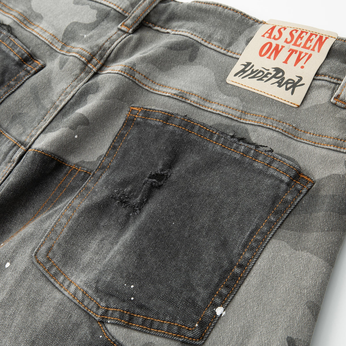 Upcycle Jorts Jorts - Camo X Denim -BLK