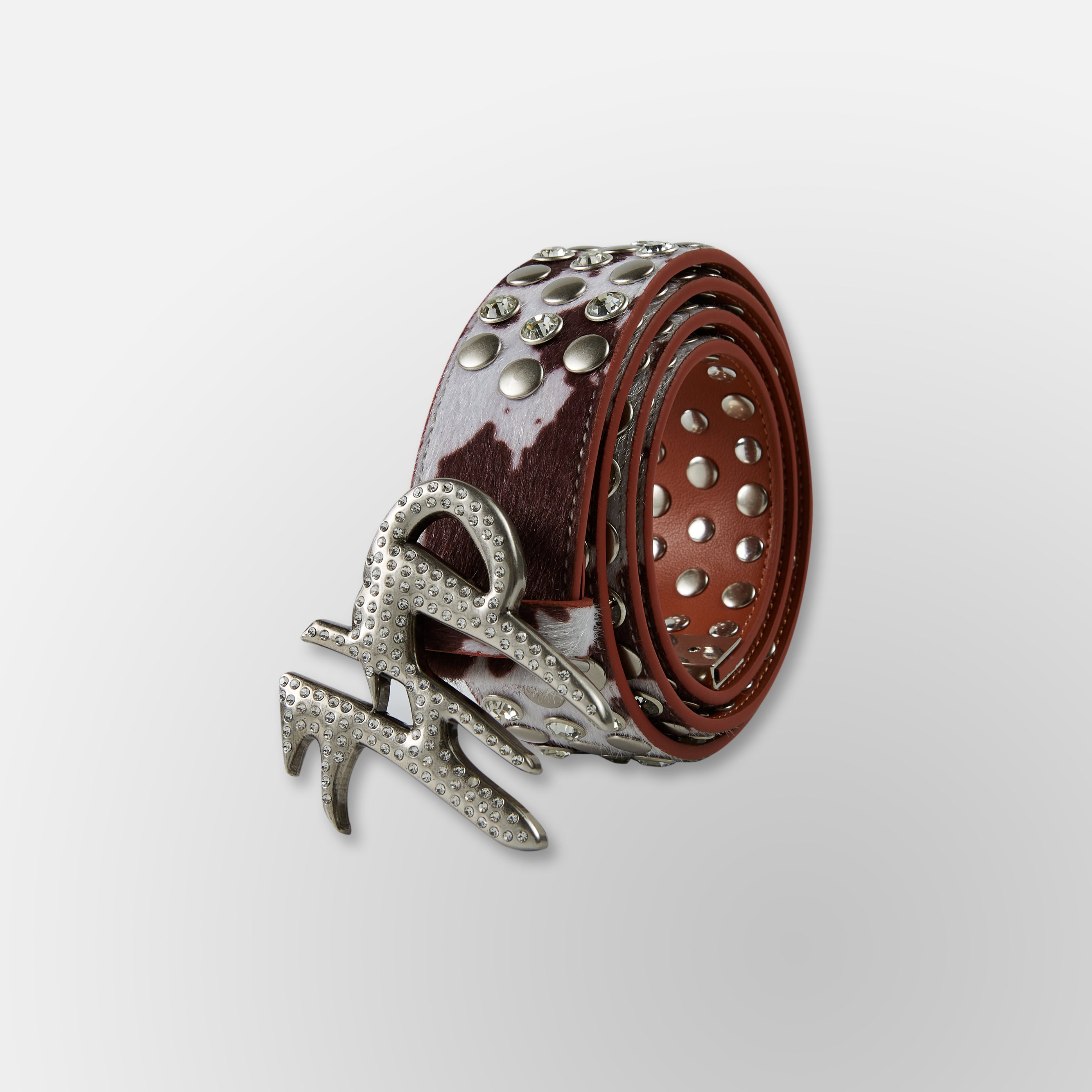 Cow Print HP Belt - Cream Brown