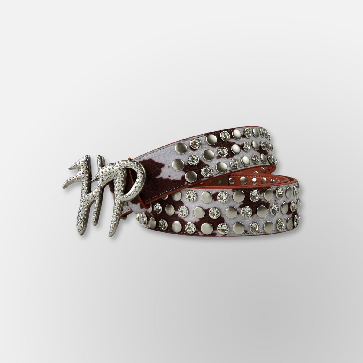 Cow Print HP Belt - Cream Brown