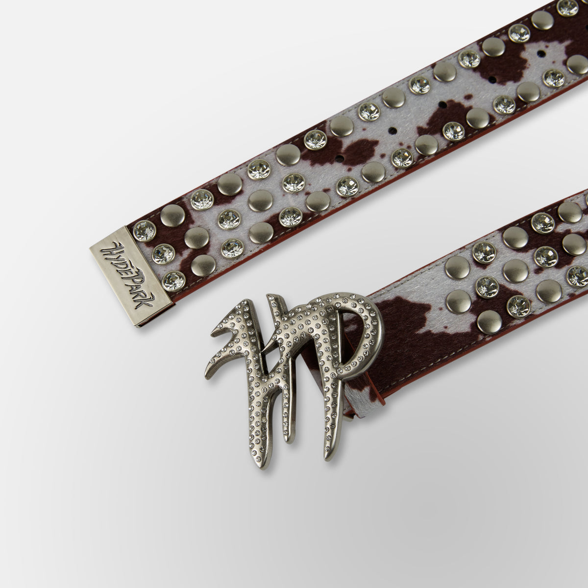 Cow Print HP Belt - Cream Brown