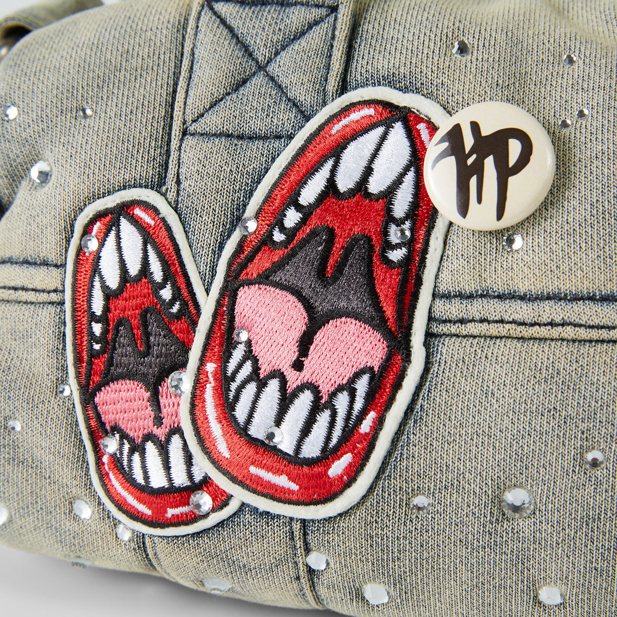 Studded Denim Mini Duffel Bag - Blue