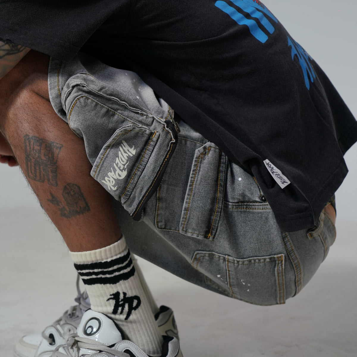 Velocity Cargo Denim Short - Grey