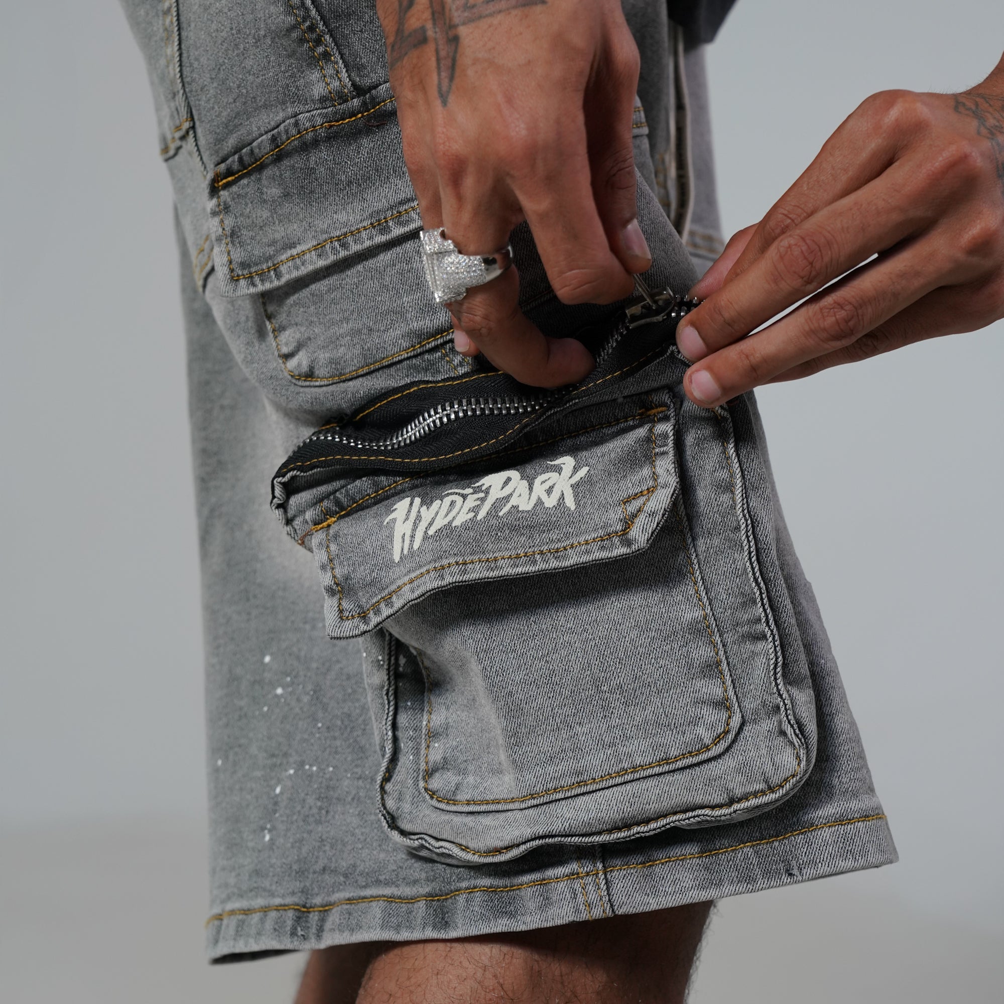 Velocity Cargo Denim Short - Grey