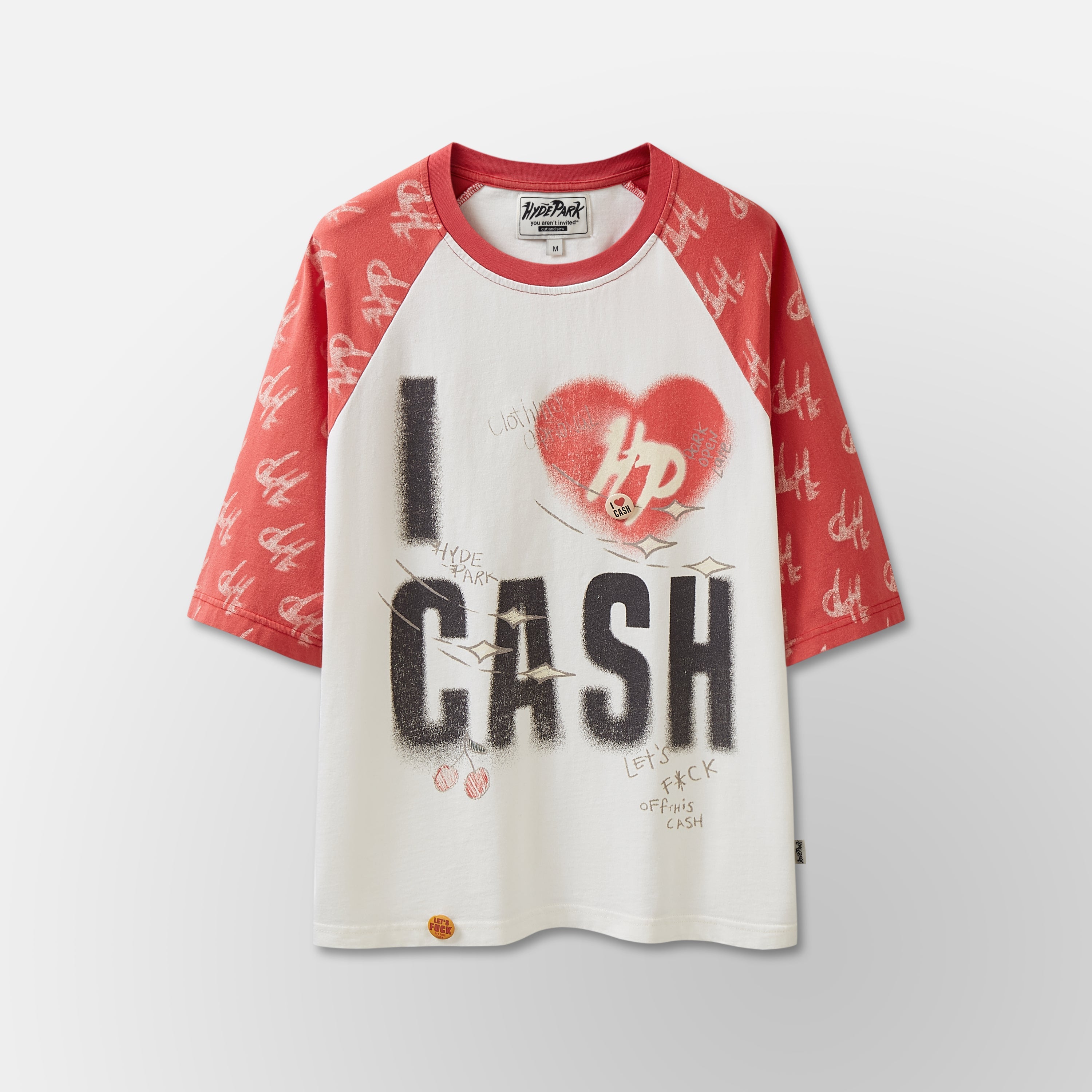 I Heart Cash Raglan- Red