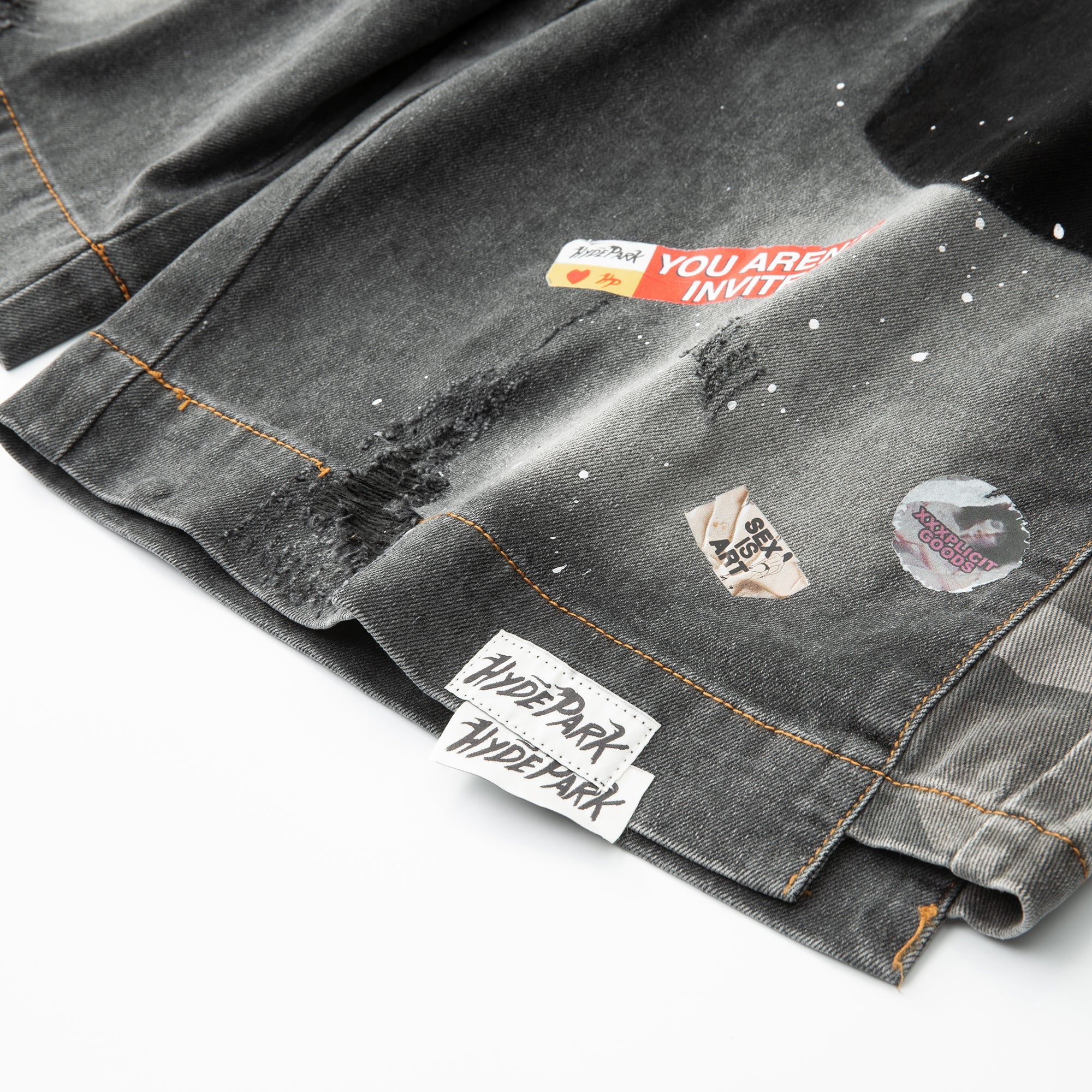Upcycle Jorts Jorts - Camo X Denim -BLK