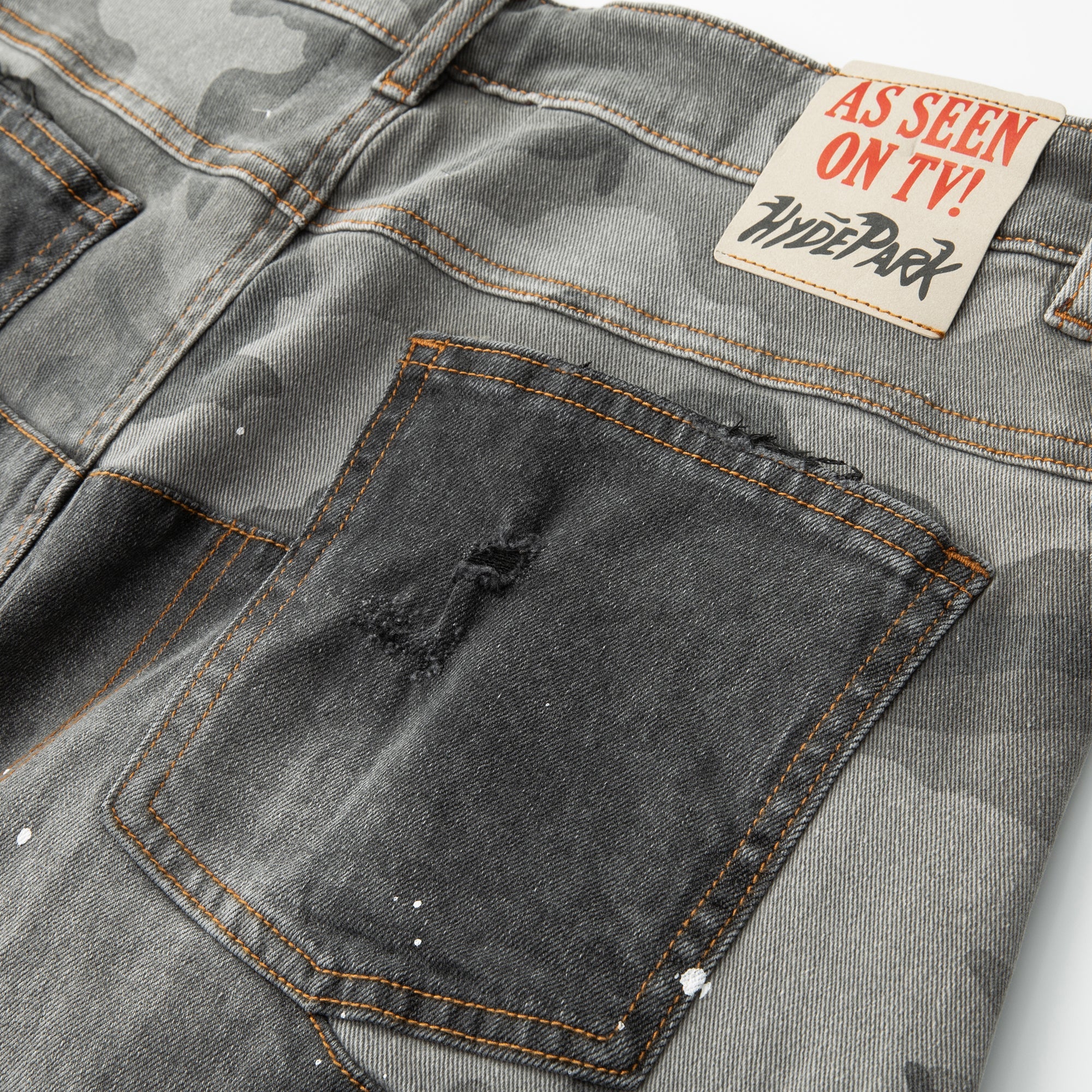 Upcycle Jorts Jorts - Camo X Denim -BLK