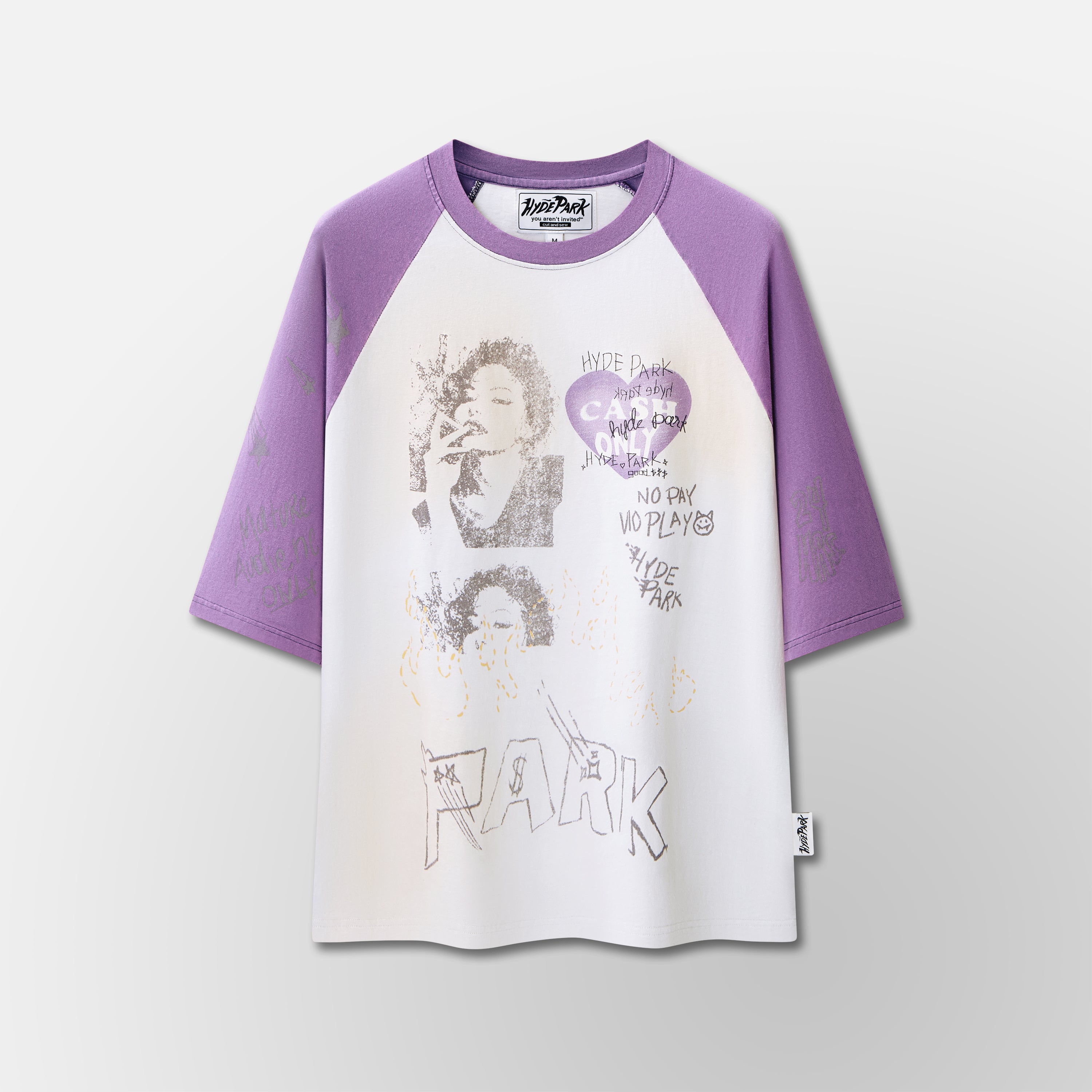 I Heart Cash Raglan- Purple